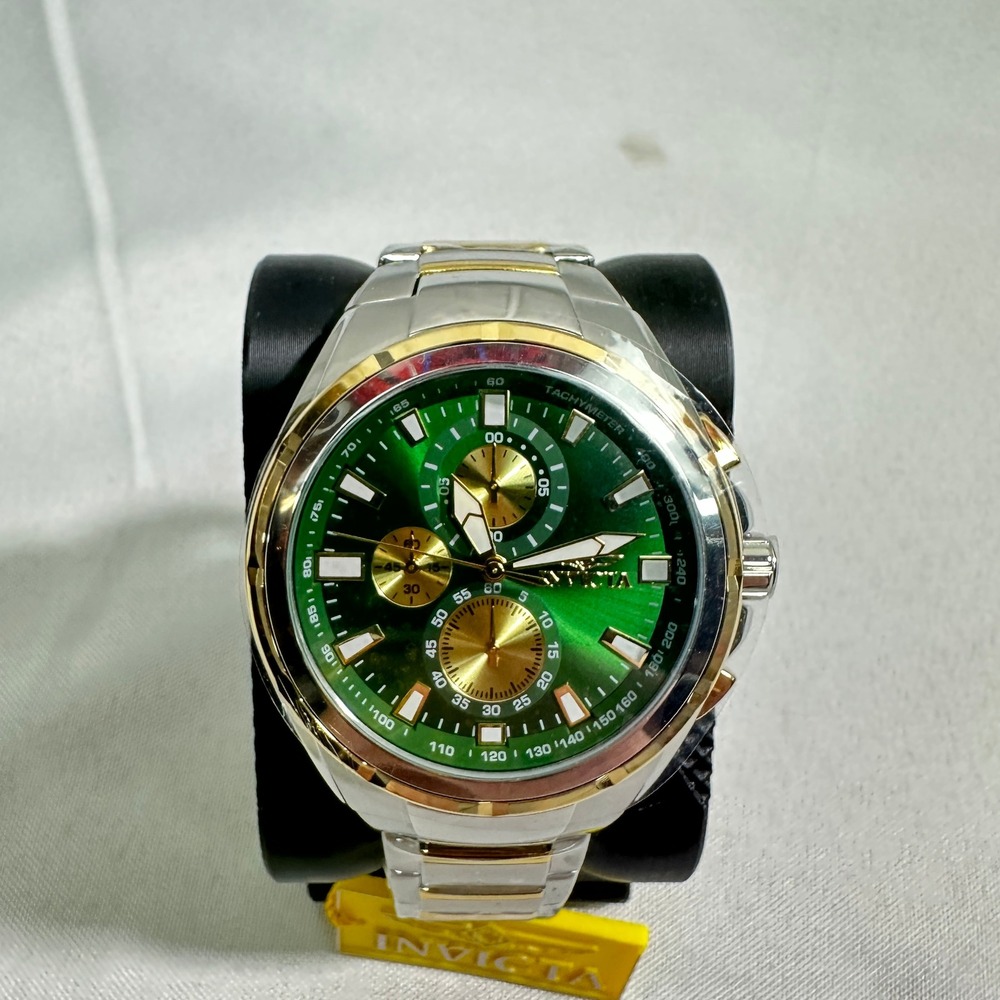 NWT Invicta 49084 Chronograph Watch Men's Silver Gold Green Reserve Luxury